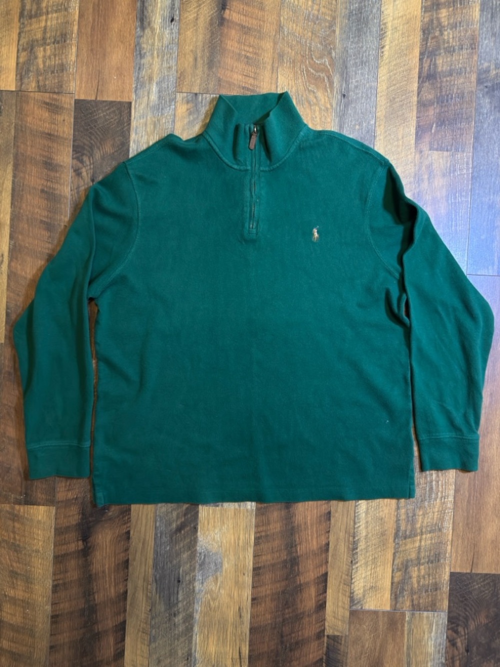 Polo Ralph Lauren Hunter Green Estate-Rib Quarter Zip size XL